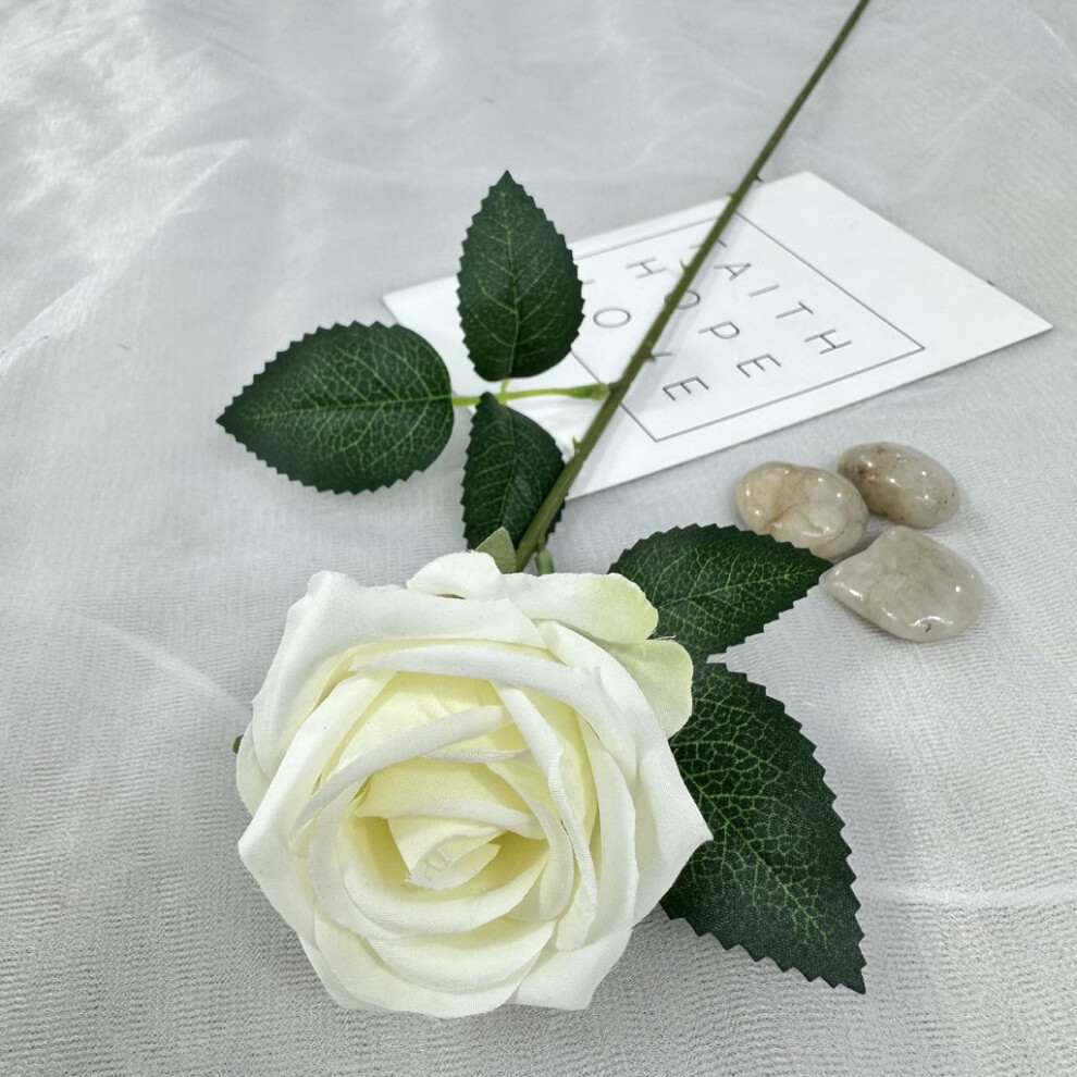 (Ivory) Artificial Rose Flower Wedding Restaurant Hotel Ornament Decoration Desktop-image-OPC-PH5G8RS-NEW