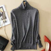 (Dark Gray, L) Womens Slim Winter Sweater Knitted Turtleneck Soft Cashmere Wool Pullover Jumper
