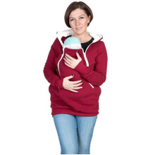 (Red, L) Maternity Moms Convenient Kangaroo Hoodie Mum Dad Baby Wrap Carrier Pet Holder