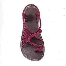(Wine red, EU41) Bohemian Flip Flat Flops Sandals Summer Womens Bandages Casual Beach Size Shoes