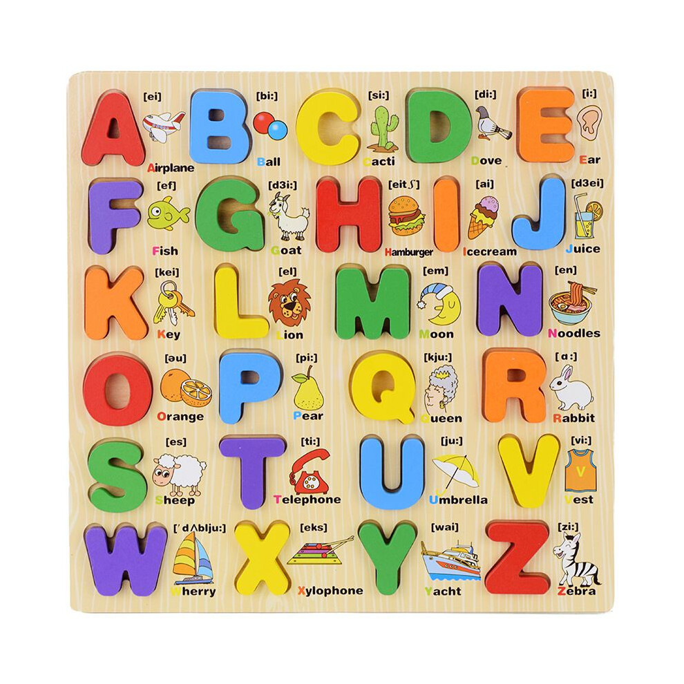 (Uppercase Letter) Children Wooden Toy Alphabet Jigsaw Puzzle Learning Educational Kids Toys Gift