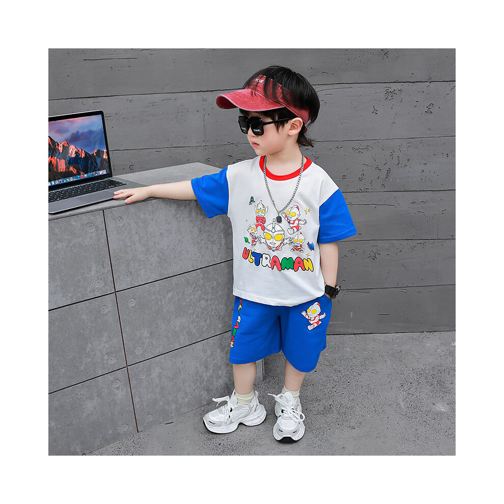 (Blue, 140cm) Eyecatching Ultraman Boys Summer Ensemble Soft Cotton Two Piece Set For Children Aged To 3 8-image-OPC-PH5GKYH-NEW
