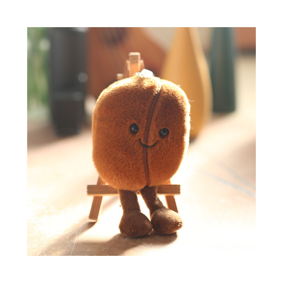 (Coffee Bean) Attractive Plush Soft Keychain Doll Adorable Sandwich Hamburger Eggplant Design