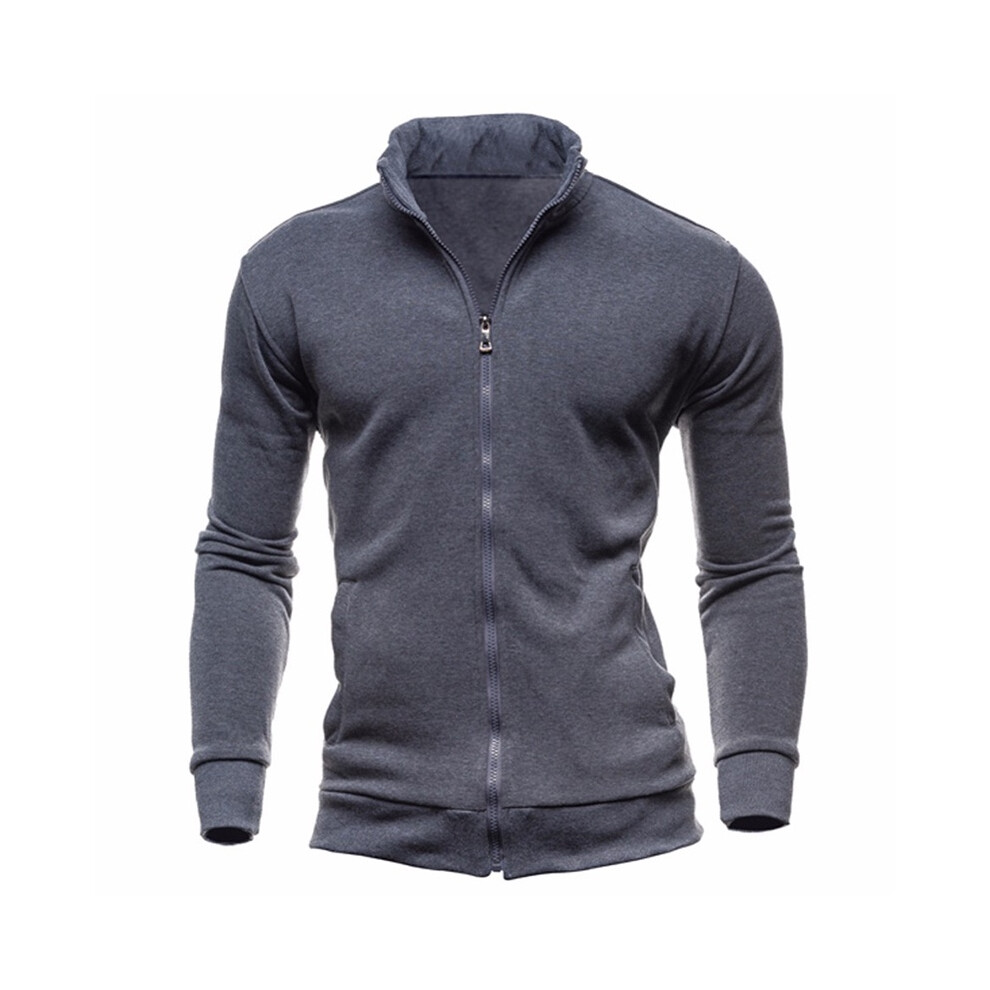 (DarkGray, 3XL) Mens Zip Winter Up Jacket Sweatshirt Zipper Pocket Gym Sport Top Coat Outwear-image-OPC-PH5GPKV-NEW