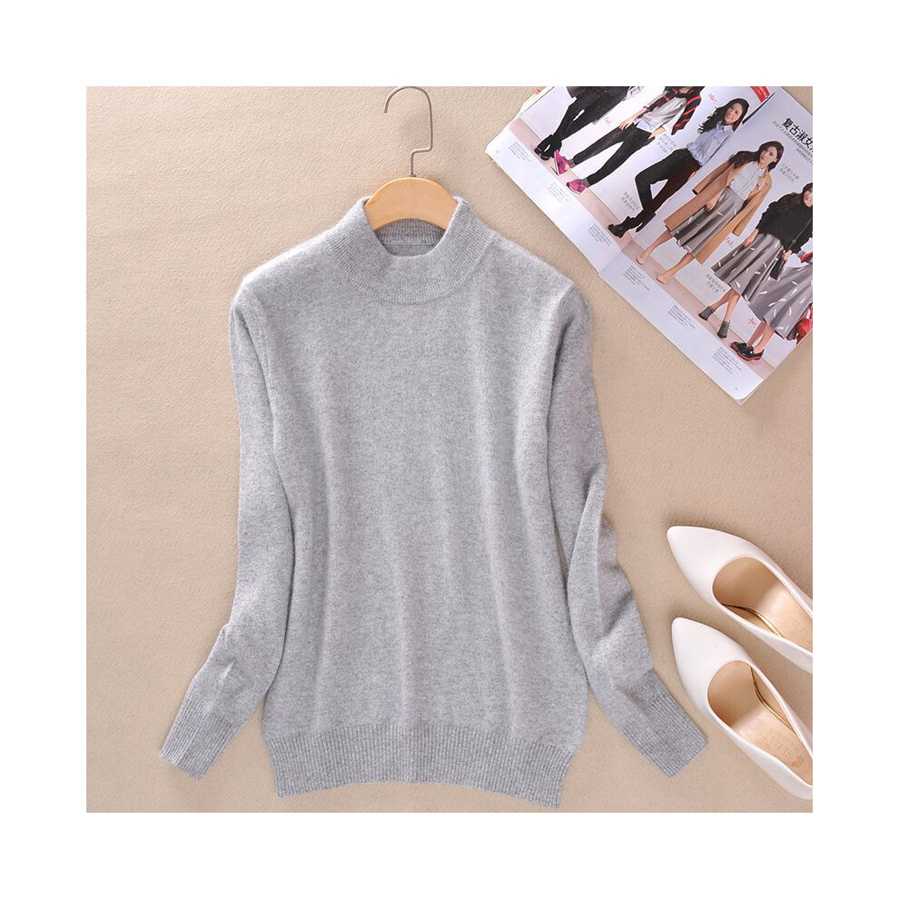 (Gray, 2XL) Slim Cozy Womens Knitted Halfturtleneck Cashmere Wool Sweater Jumper Pullover-image-OPC-PH5GPVT-NEW