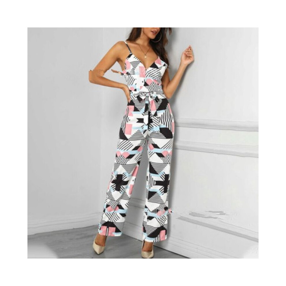 (Pink, 5XL) Wide Strappy Women Leg Long Playsuit Ladies Summer Holiday Jumpsuit Culotte