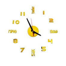 (Gold) Diy Modern Large Wall Clock 3d Mirror Surface Sticker Home Decor Design Art