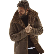 (Brown, 3XL) Winter Warm Mens Thick Coat Trench Plain Outwear Jacket Parkas Liner Coat