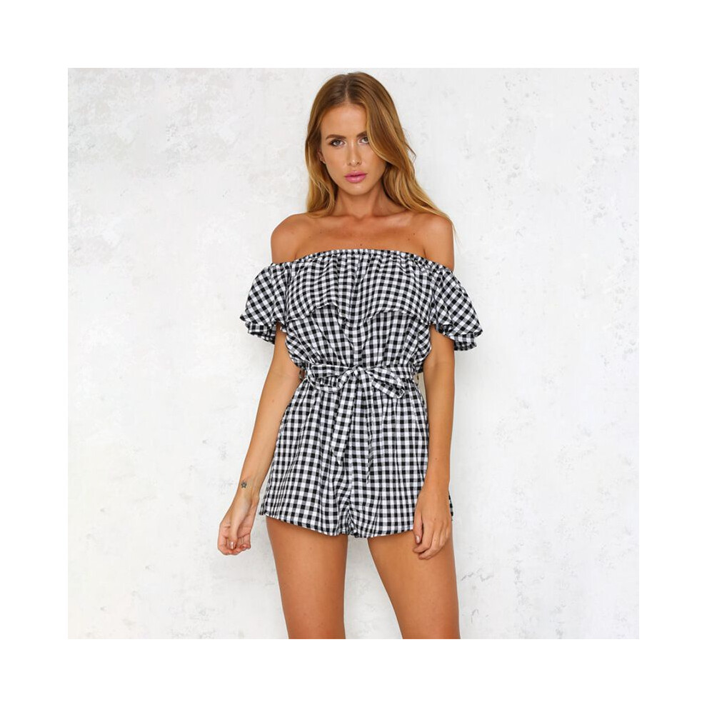 (Black, XL) Women Playsuit Casual Ladies Jumpsuit Beach Playsuit Summer Romper Striped-image-OPC-PH5H8NB-NEW