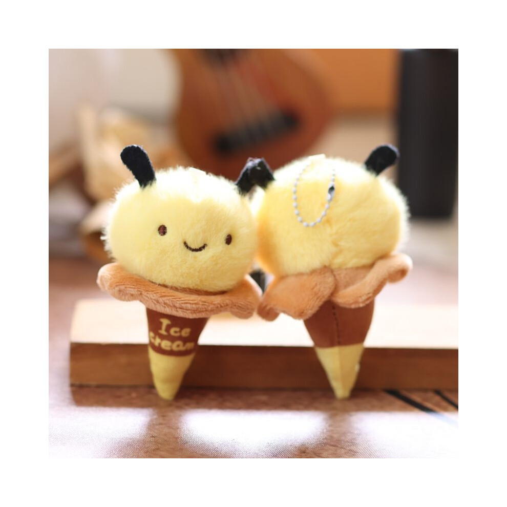 Bee Ice Plush Keychain Backpack Pendant Ultra Soft Stuffed Kids For Gift Cream