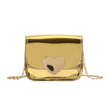 (Gold) Chain Love Bag Kids Small Casual Crossbody Bag Synthetic Use Leather Daily