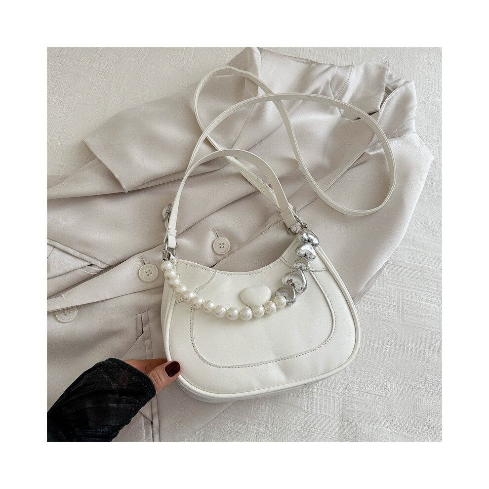 (White) Handbag Pu Pearl Material Single Shoulder Armpit Bag Suitable For Daily Matching-image-OPC-PH5HRCM-NEW