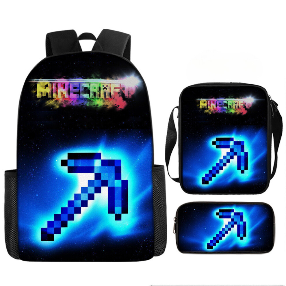 (Style 14) Cartoon Minecraft Printed Backpack Student Schoolbag Shoulder Bag Pencil Bag