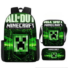 (Style 3) Cartoon Minecraft Printed Backpack Student Schoolbag Shoulder Bag Pencil Bag