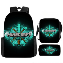 (Style 4) Cartoon Minecraft Printed Backpack Student Schoolbag Shoulder Bag Pencil Bag