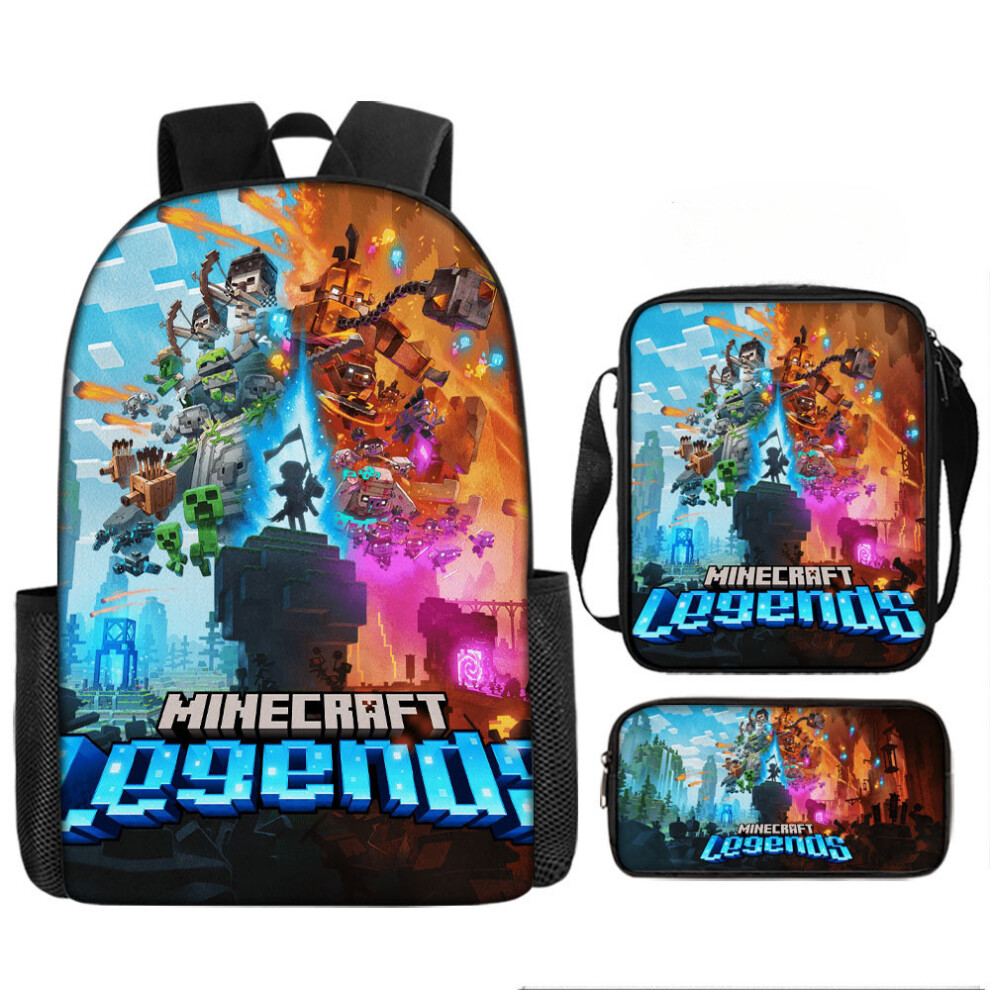 (Style 1) Cartoon Minecraft Printed Backpack Student Schoolbag Shoulder Bag Pencil Bag
