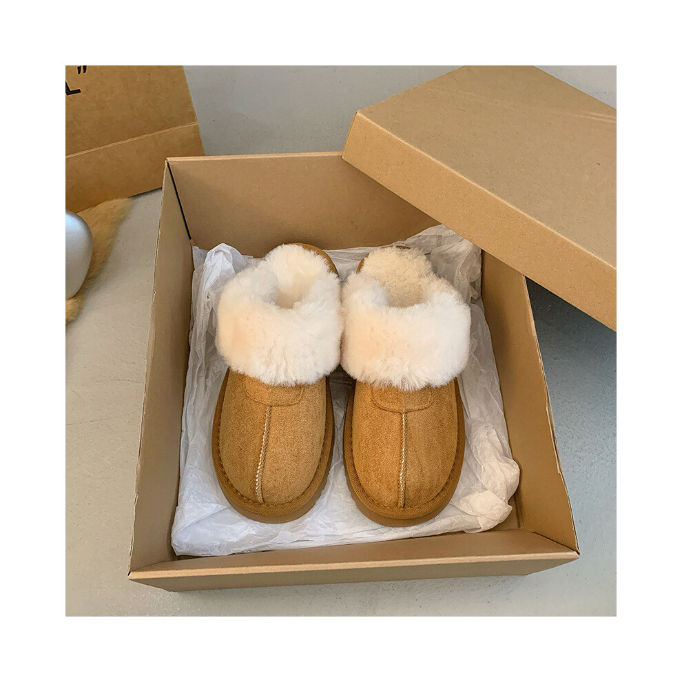 (Brown, 39) And Luxurious Warm Womens Fuzzy Slippers Thick Bottom Indoor Outdoor Wearable