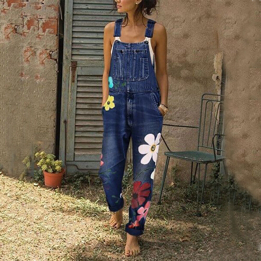 (DarkBlue, L) Jumpsuit Denim Women Rompers Ladies Dungarees Overalls Casual Pants Floral Jeans-image-OPC-PH5J8BT-NEW