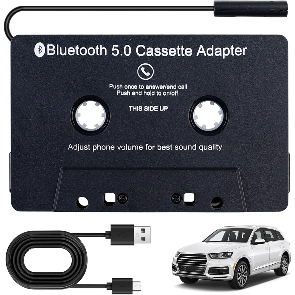 Bluetooth 5.0 Cassette Adapter For Car Radio - Aux Receiver To Auxiliary Adapter For Car - Black 749691206703