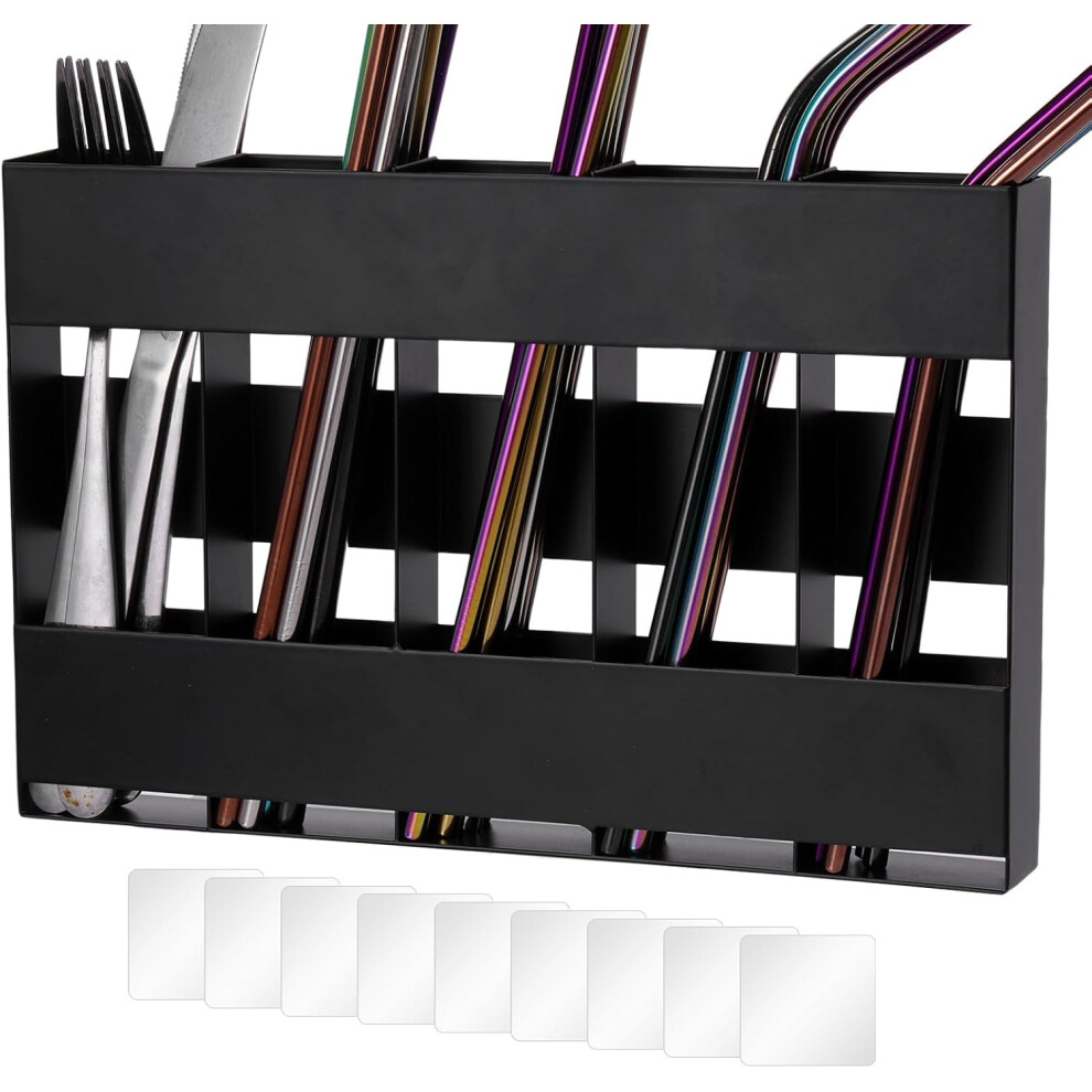 Straw Holder for Cabinet | 5-Grid Cabinet Straw Holder - Inside Cabinet Door Rack, Kitchen Gadgets, Storage Accessories, Utensil Crocks for Kitchen