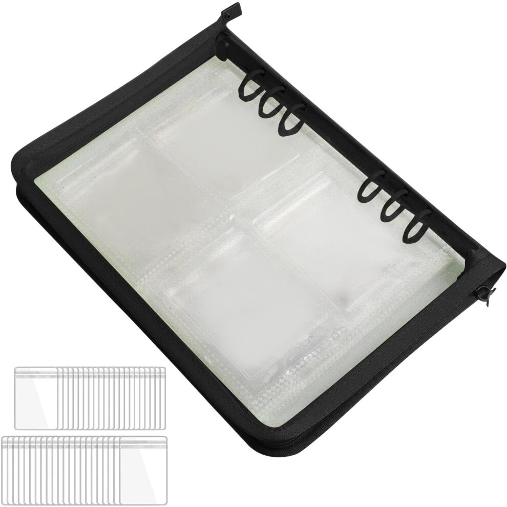(Black) Earring Organiser Case, Transparent Jewellery Storage Book, Portable Jewellery Organiser, Earring Organiser with Large Capacity and Zip