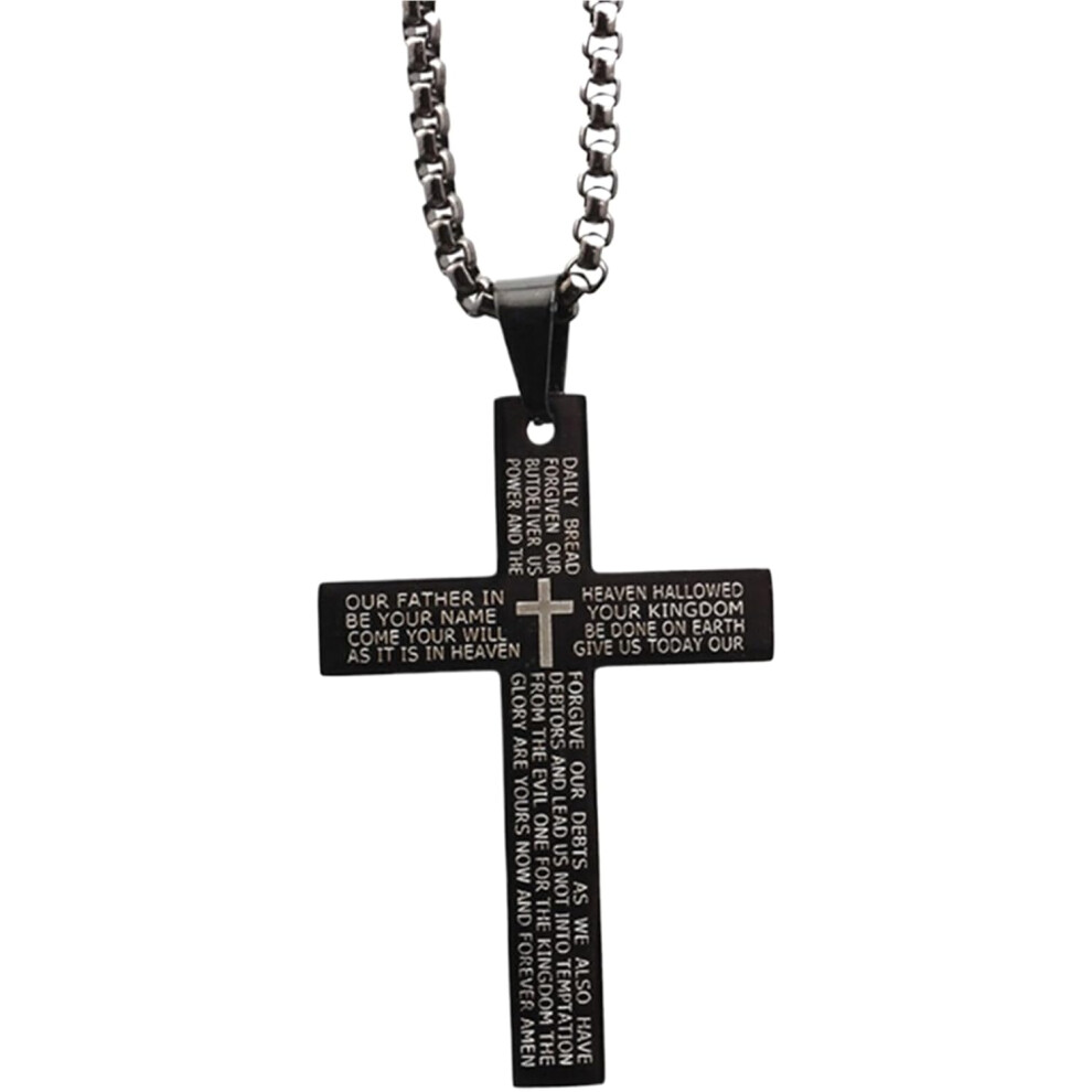 (Black) Religious Chain Necklace,Christian Necklace Chain Necklace | Stainless Steel Holy Chain Belief Necklace, Christian Jewelry for Men Women