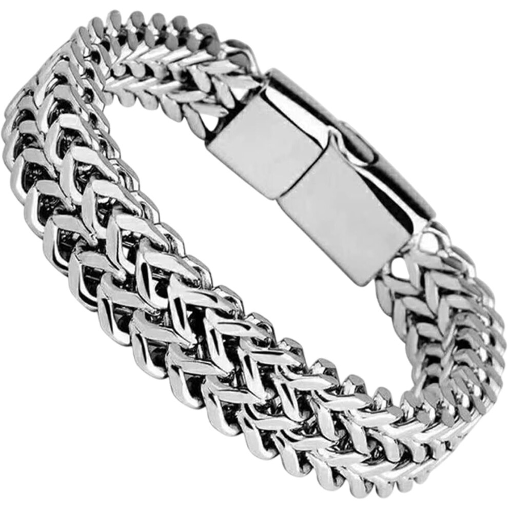 Mens Cool Bracelet - Jewelry Decoration Stainless Steel Punk Bracelet - Exquisite Wrist Charm Accessories for Men Grandpa Husband Son for Daily Casual