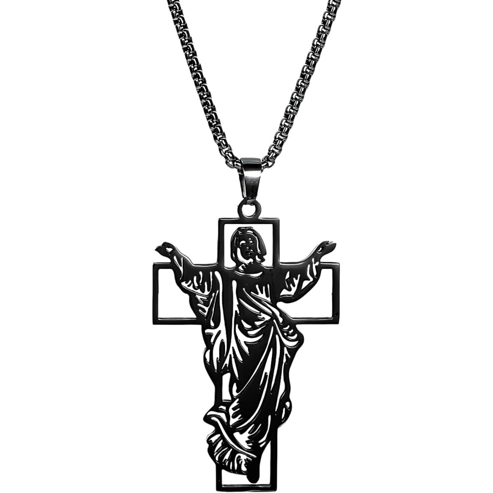 (Black) Vintage Pendant Necklace Jewelry for Men | Men's Necklaces Rustproof Necklace Jewelry - Skeletonized Design Vintage Charm Necklace for Family Friends