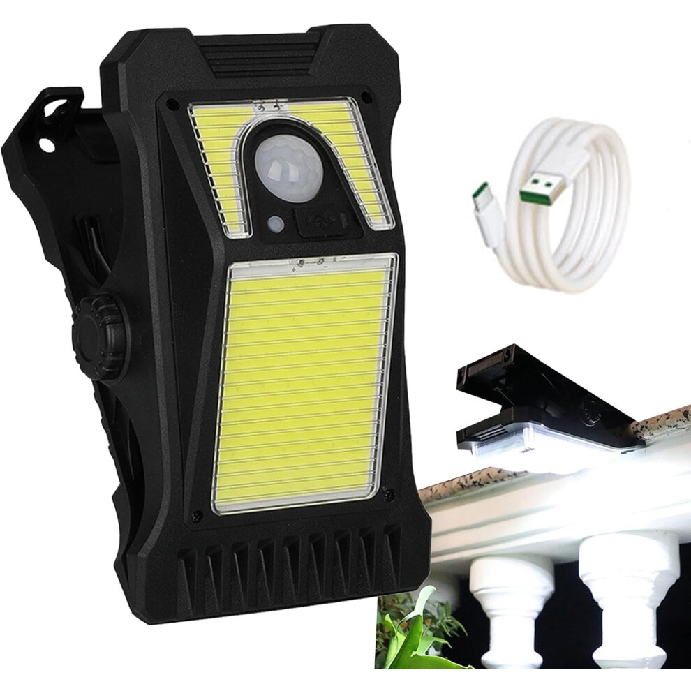 Solar Motion Sensor Lights, Clip- Solar Lights for Outdoor Use, Portable Lighting for Tents with Motion Sensor, USB Charging, IP65, Waterproof, 3