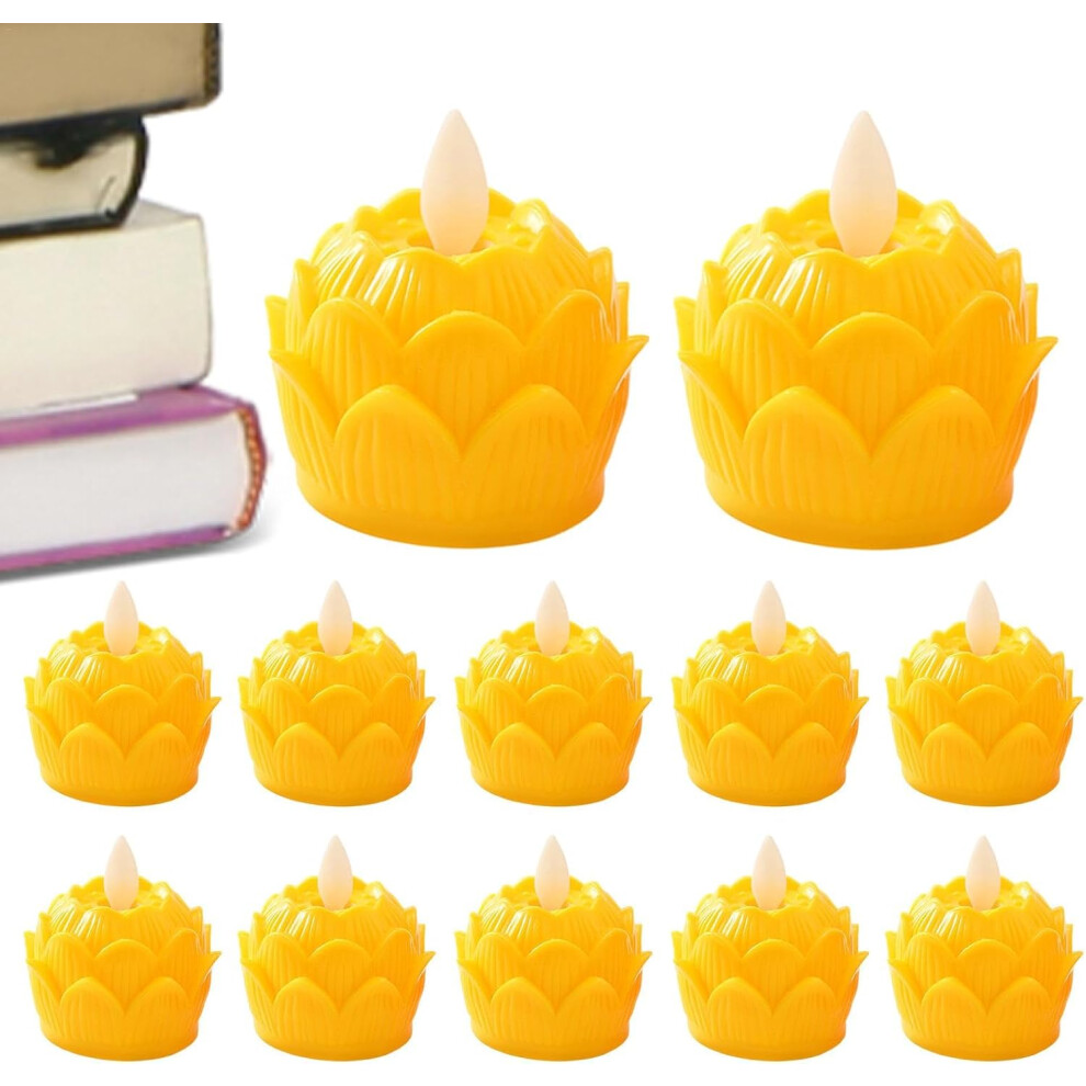 (Yellow) Led Candle Light | Led Flameless Candle Lamp Buddhist Lights | Realistic 100  Hour Lamp Decoration Waterproof Battery Operated Tea Light for Holiday