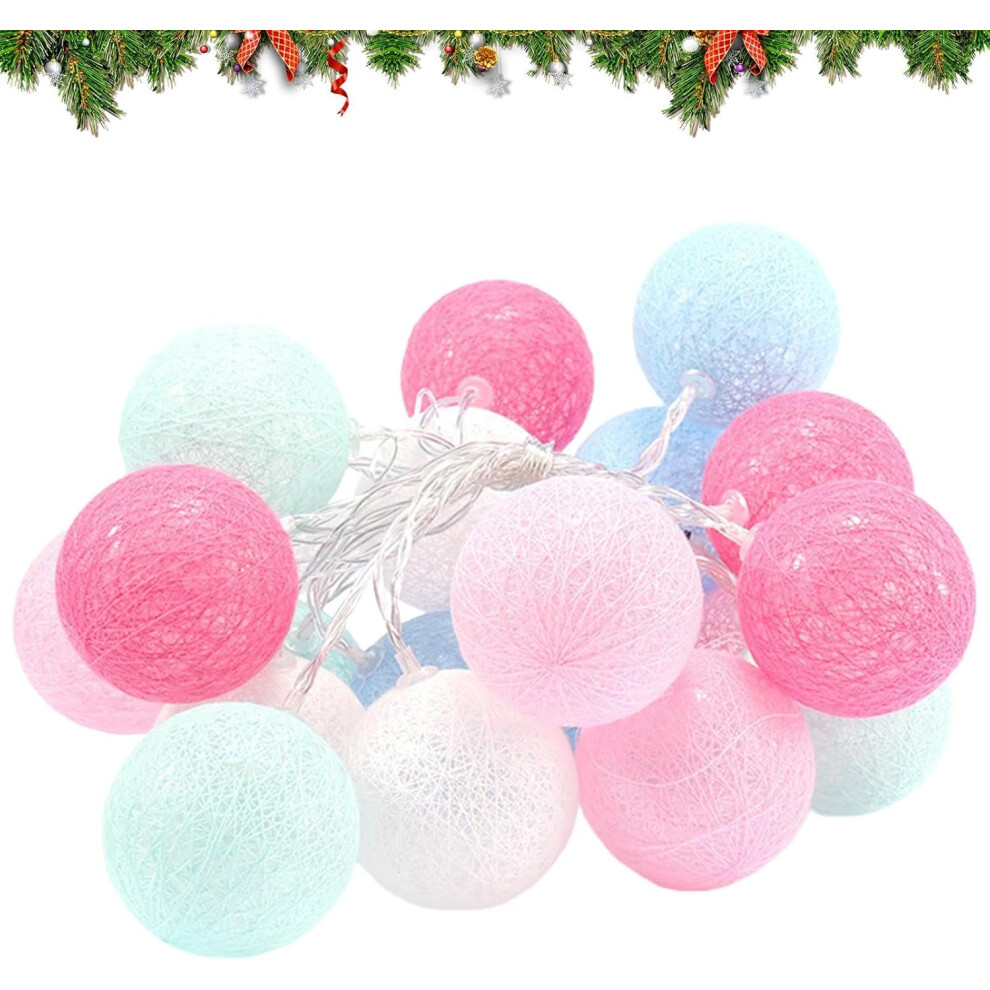 Cotton Ball String Lights | LED Christmas Cotton Ball Lights,USB String Lights for Outside Patio Deck Railing Stair Fence Yard Landscape