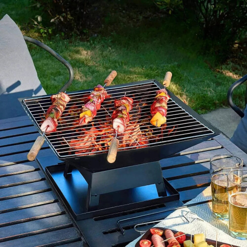 SQUARE FIRE PIT BBQ GRILL HEATER OUTDOOR GARDEN FIREPIT BRAZIER PATIO 2