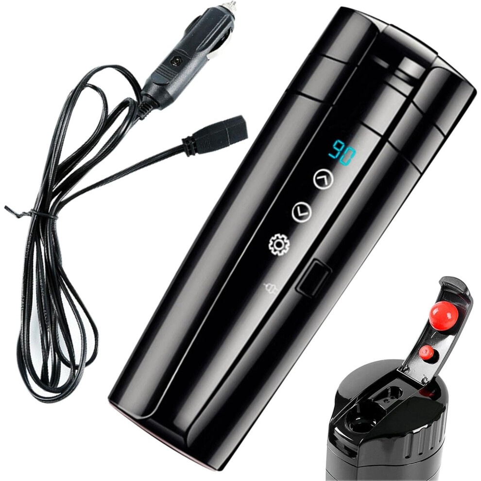Car Kettle, Car Heating Cup, 12/24V Car Water Boiler | Car Kettle, Portable Electric Water Cup, Quick Heating Insulated Cup for Travel, Car, Vehicles
