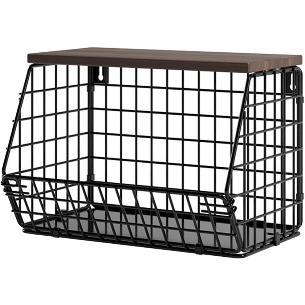 (S, Black) Fruit Stand for Kitchen Counter, Hanging Metal Baskets, Snack Organiser, Wall Mounted Fruit Basket, Vegetable and Fruit Bowl for Kitchen, Fruit