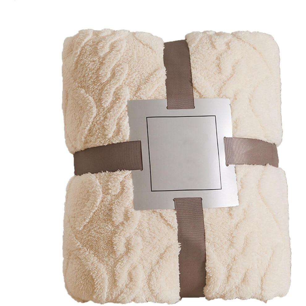 (Beige) Fleece Throw Blanket for Couch | Flannel Blankets Soft Thick Decorative Blanket,Warm Plush Travel Blanket for Home, School, Camping