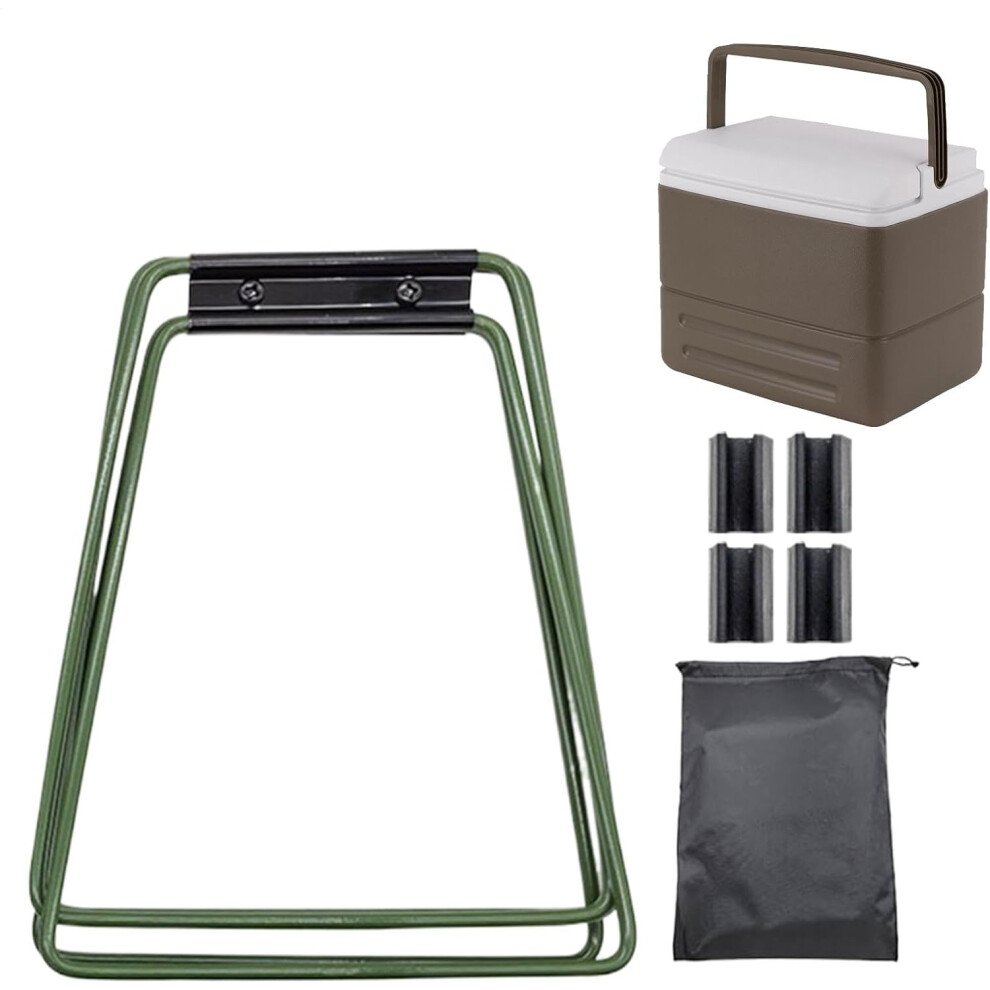 (Green) Folding Cooling Stand, Folding Ice Box Holder, Portable Foldable Camping Box Stand, Waterproof, Adjustable Cooler Stand, Heavy Duty Luggage Rack for