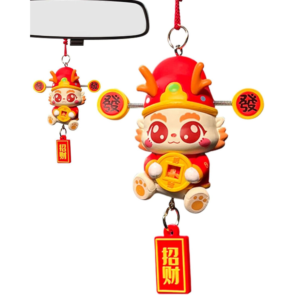 (Lucky) Year Of The Snake Decoration,Snake Car Charm with Dragon Horns - Good Luck Ornament, Car Interior Decoration for Spring Festival