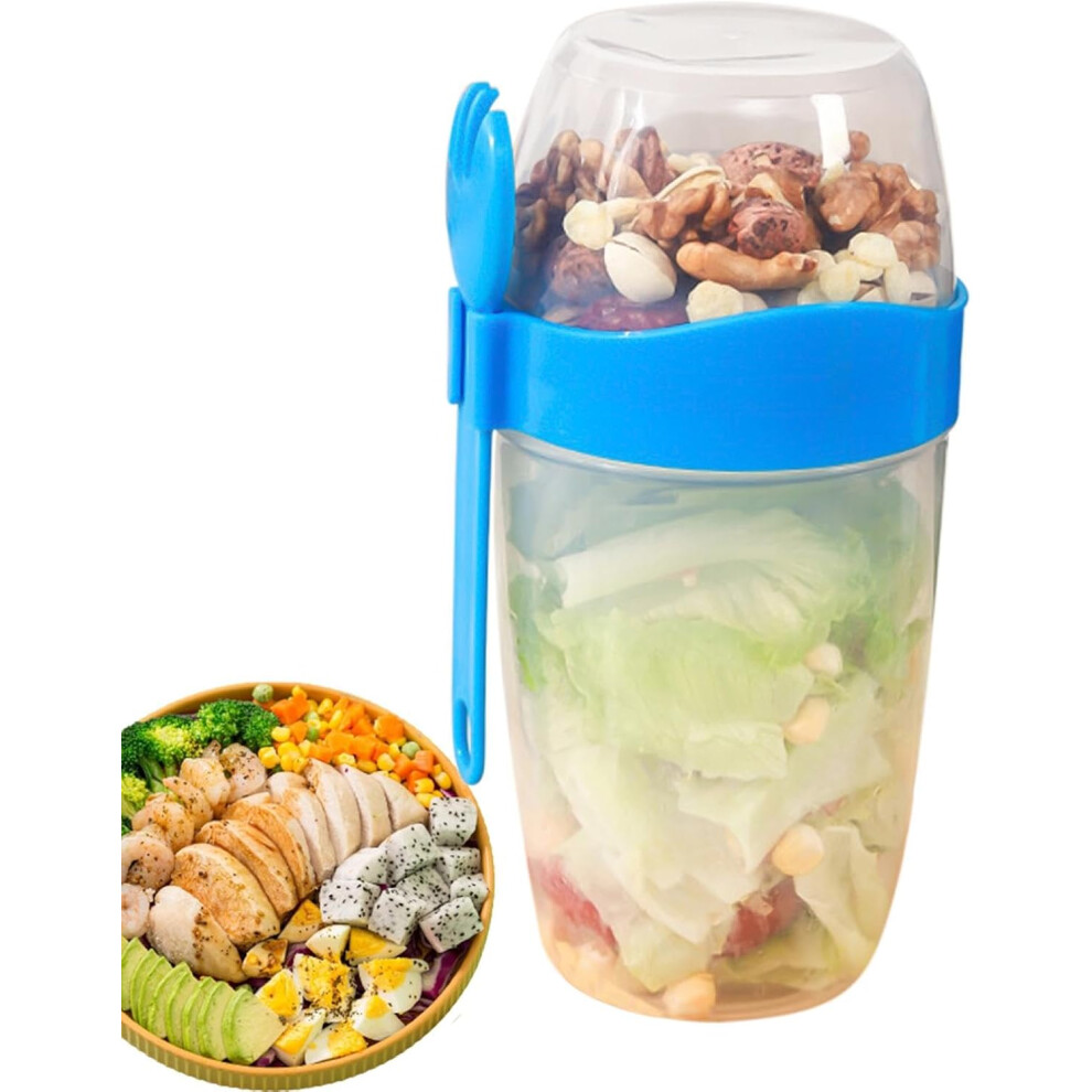 (Blue) Yogurt Parfait Cups, 870ml Oats Jars, Wear-Resistant Oats Container Cereal and Milk Container for Meal Prep