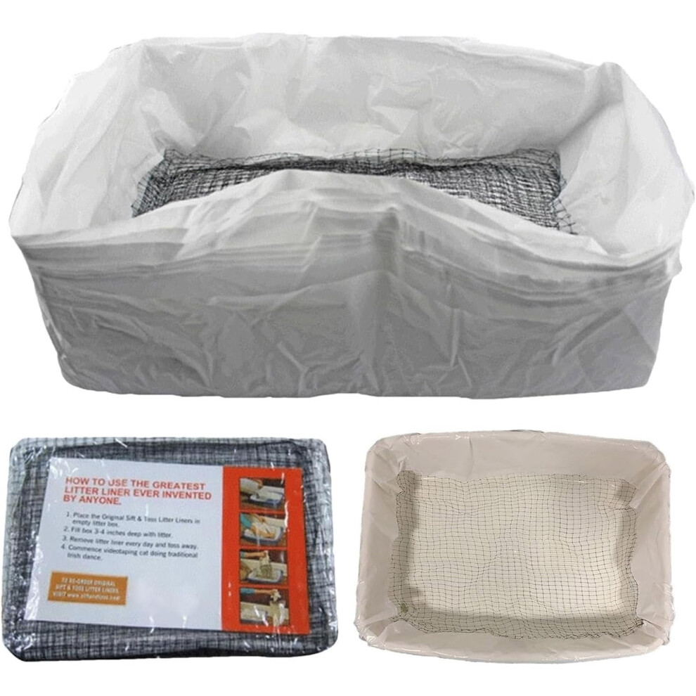 Cat Litter Tray Pan Liners Bags, Drawstring Quick Litter Box Liner, Pet Poop Sifting Cleaning Cushion, Big Kitten Rubbish Column, Disposal Box Bag