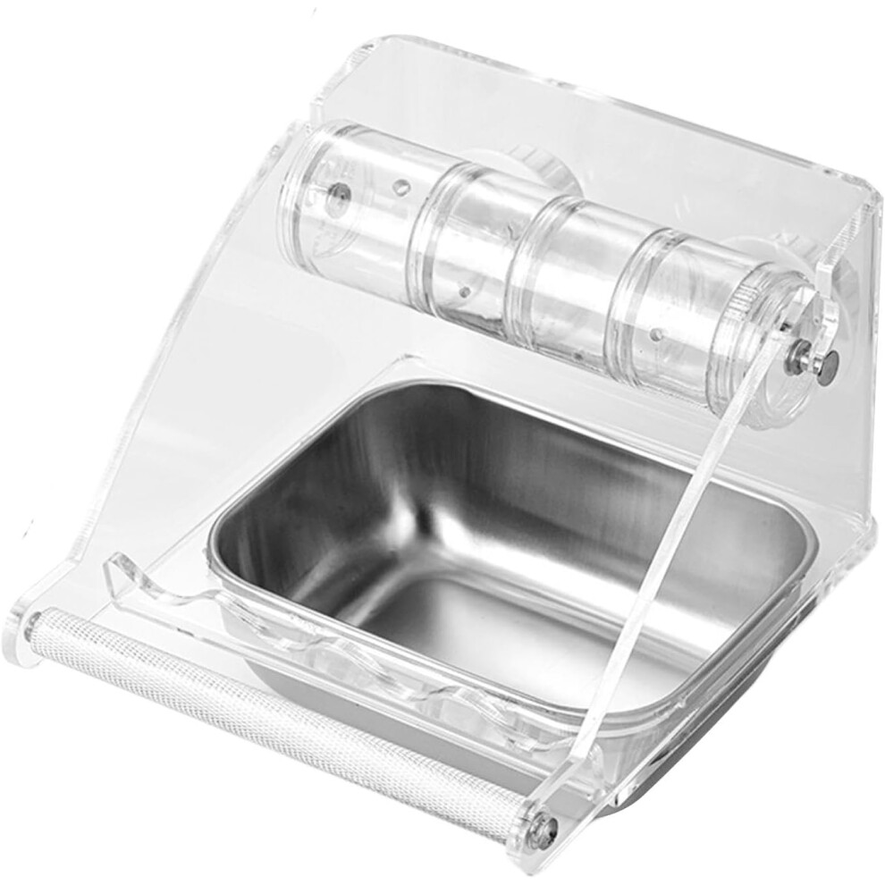 Bird Cage Feeding Bowl with Perch, Bird Cage Cups Holder with Clamp Holder, Food Water Feeding Bowl for Bird Cage, Removable Feeding Toy Cage Holder
