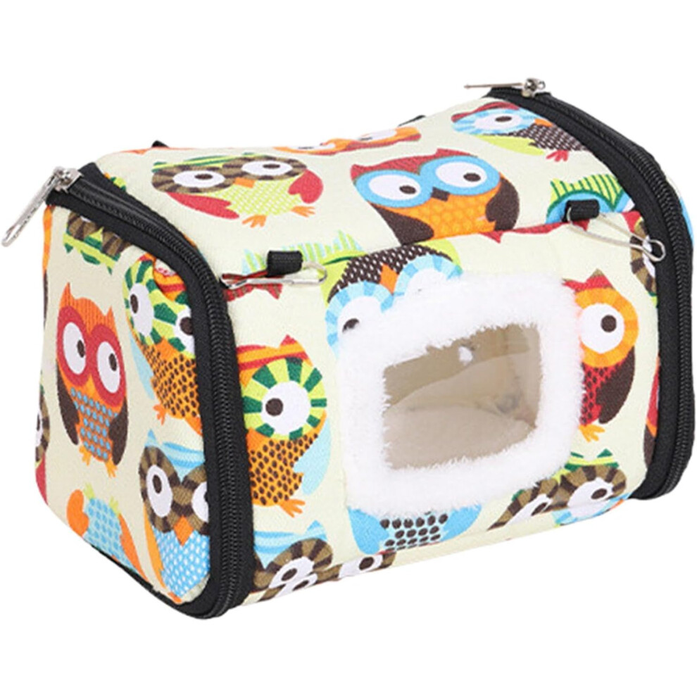 (S, multicoloured) Parrot House, Bird Hammocks Plush, Small Animal Cage Hammock, Warm Cave Bed with Cartoon Pattern for Birds, Hanging Parrot Hammock,