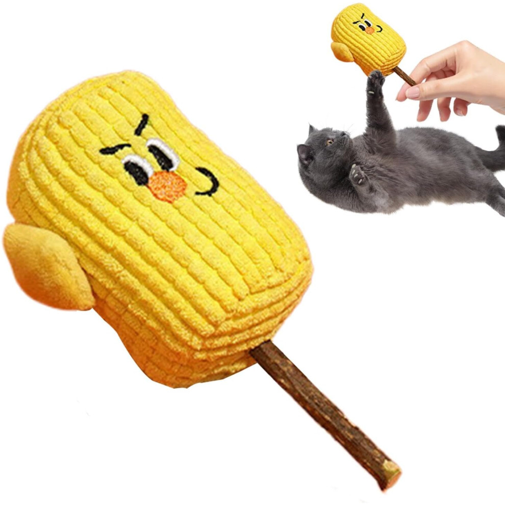 (A) Interactive Cat Toy, Corn Cob Shape Kitten Teething Toys, Kitten Teething Toys, Corn Cob Plush Kitten Stuffed Toy for Kitten Fun Exercise