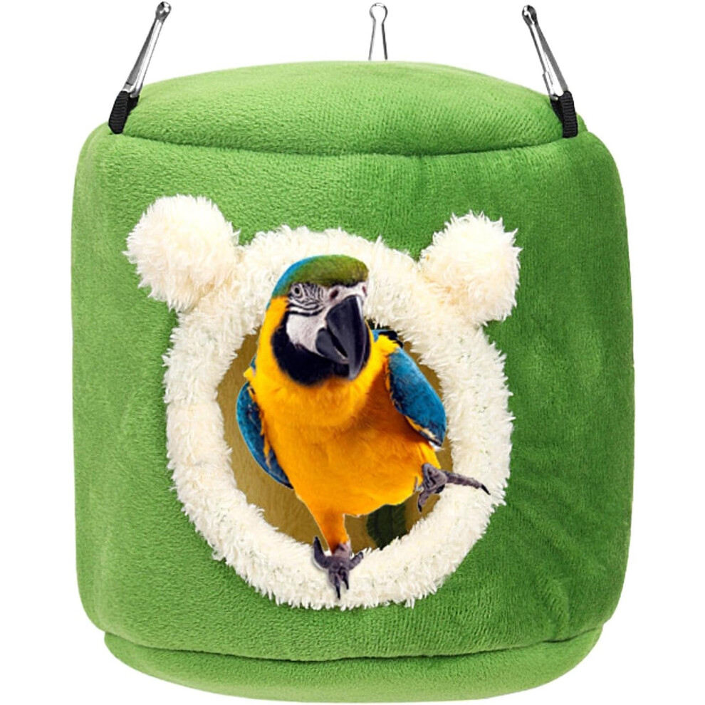 (See Description, ) Bird Nest For Cage, Bird Nest Plush Hut Tent, Bird Bed Hammock For Parrot Cage With 3 Hooks, Winter Warm Bird Nest Cage, Comf Green