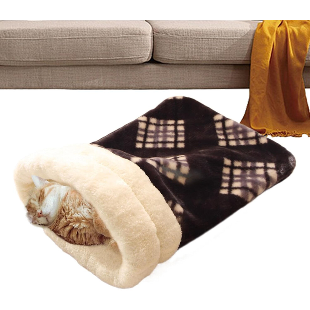 (A) Sleeping Bags for Cat - Warm Pet Sleeping Bag | Comfortable Pet Snuggle Sack for Kitten and Puppy, Indoor Soft Plush Cat Winter Sleeping Bag