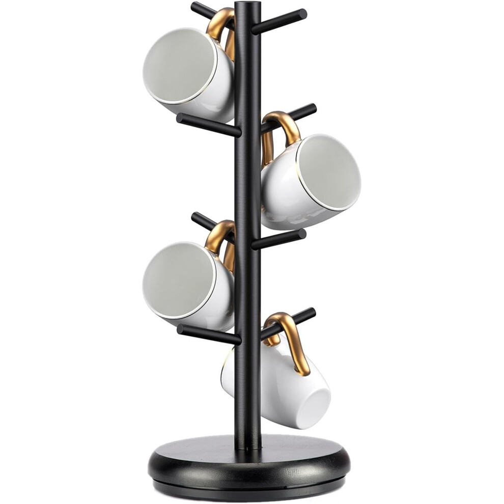 Coffee Cup Tree, Wooden Cup Holder for Coffee Cup, Coffee Mug Holder with 8 Hooks, Storage Stand for Coffee Bar Accessories, Multifunctional Display