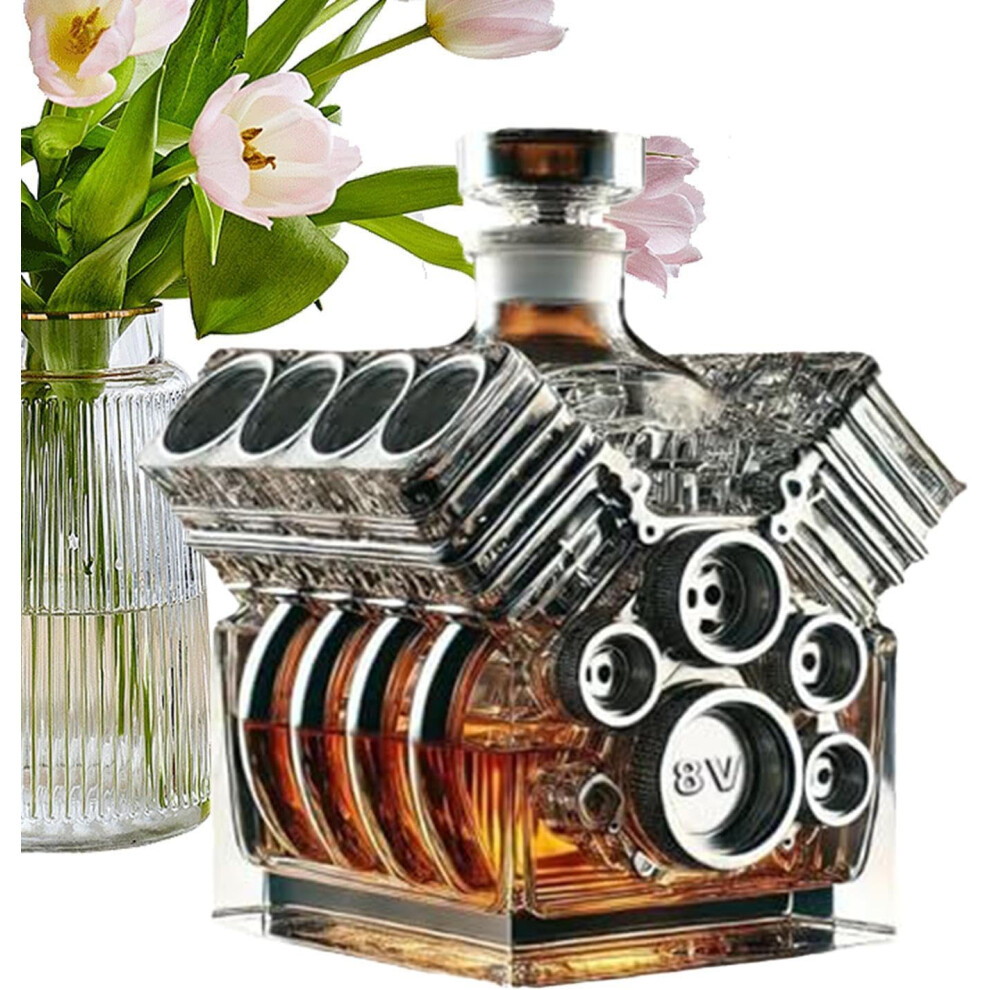 (Style a) Whisky Bottle, Spirits Dispenser - V8 Motor-Inspired Vodka Bottle Decanter, Home Bar Decoration for Valentine's Day, Tequila, Bourbon, Brand