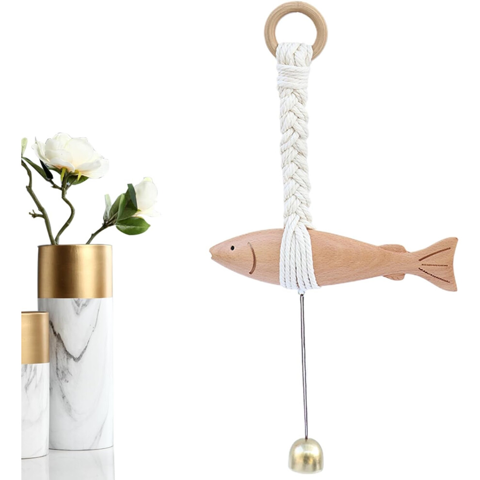 (large) Bomefoi Wooden Fish Wall Decoration, Hand Carved Wooden Sculpture for Hanging, Maritime Pendant Decoration for Sea Bathroom, Bedroom, Home Decor
