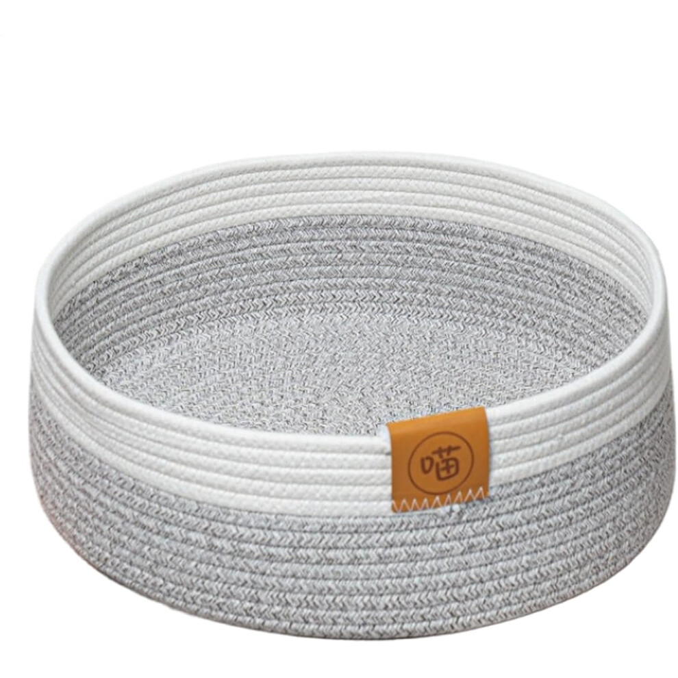 (White) Round Woven Cat Bed, Cotton Rope Woven Cat Bed, Soft and Scratching Nest for Pet Beds, Cute Cat Mat Made of Cotton for Indoor Use