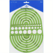 (CircleRadiusMasterTemplate) Circle Radius Master Template - 54 Circle & Radius Cutouts (3.75" to 7.5") -Drafting Tool with 1/64th to 7.5 Scale