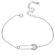 newest e 925 sterling silver Safety Pin Bangles Bracelets for Women Silver charm bracelet jewelry